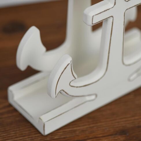 BetyHom Rustic White Wooden Nautical Anchor Napkin Holder - 6.2"x6.2"x2.4" Decorative Table Napkin Storage for Indoor/Outdoor Dining, Coastal Farmhouse Kitchen Table Decor in Kuwait