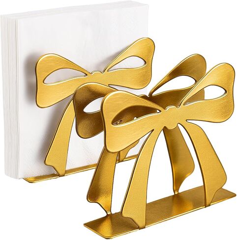 Reallnaive Bow Napkin Holder for Tables Metal Napkin Dispenser Vintage Kitchen Decor Tissue Dispenser for Coquette Home Party Countertop(Gold,Fashion) in Saudi Arabia