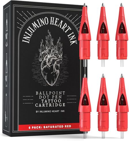 خراطيش قلم حبر حبر حبر inlumino-حبر أسود مشبع (6 عبوات)-خراطيش ممارسة الوشم لآلات الوشم الدوار-الحبر القائم على الماء مع لون جريء-بديل للجلد المزيف in Kuwait