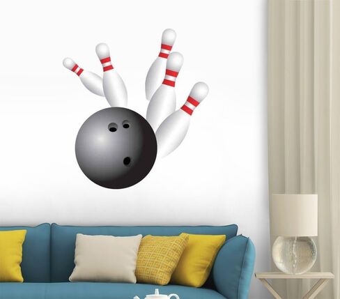 Wallmonkeys WM256526 Bowling Strike Peel and Stick Wall Decals, 24" H x 22" W-Medium in Kuwait