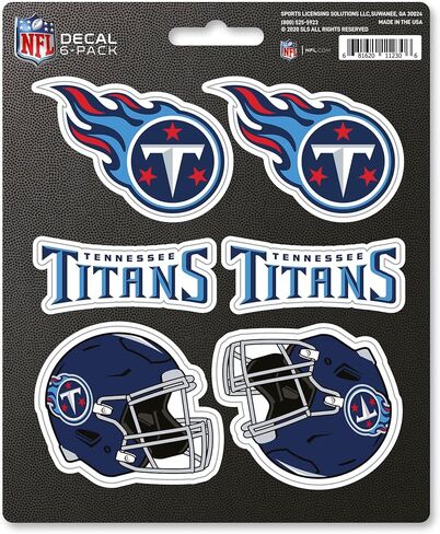 مجموعة ملصقات NFL المكونة من 6 قطع من FANMATS - هدية لمحبي كرة القدم - تعمل على الأسطح الصلبة في جميع أنحاء المنزل، والسيارات، والأغراض الشخصية (Tennessee Titans) in Saudi Arabia