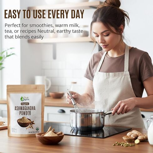 True Organic Ashwagandha Powder 16 oz – USDA Organic Ashwagandha Root Powder | Non-GMO, Gluten Free | Pure Withania Somnifera | Vegan Herbal Powder. in Saudi Arabia