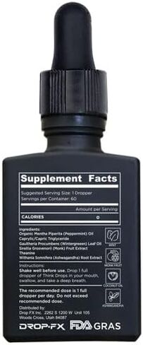 DROP FX Think Drops - Fast-Absorbing L-Theanine & Ashwagandha Liquid Focus Supplement, Natural Nootropic for Enhanced Memory & Cognitive Function in Saudi Arabia