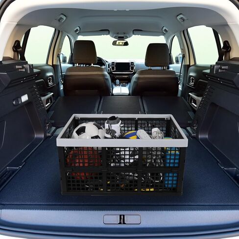 Yuright 34 Liter Plastic Collapsible Crate for Storage, 3 Pack Foldable Milk Crate, Black in Kuwait