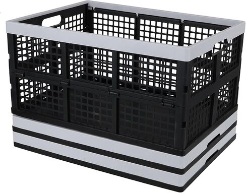 Yuright 34 Liter Plastic Collapsible Crate for Storage, 3 Pack Foldable Milk Crate, Black in Kuwait