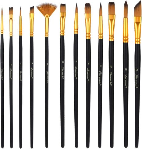 12 PCS فرش الطلاء مروحة ، فرشاة الطلاء فنان مجموعة احترافية ناعمة نايلون نايلون الفرش in Kuwait