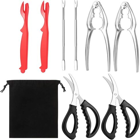 مجموعة أدوات المأكولات البحرية مكونة من 8 قطع، ومفرقعات وأدوات سرطان البحر، وأداة تكسير أرجل السلطعون، و2 مفرقعات أرجل السلطعون، و2 شوكة سرطان البحر من الفولاذ المقاوم للصدأ، و2 مقشرة جراد البحر، ومقصين للسلطعون، و1 حقيبة تخزين in Kuwait