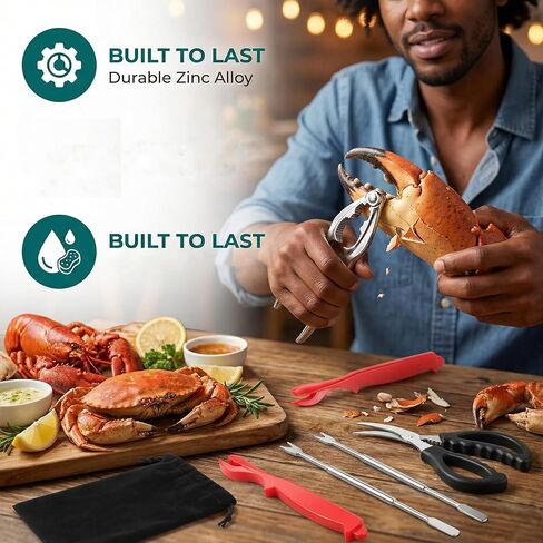 مجموعة أدوات المأكولات البحرية مكونة من 8 قطع، ومفرقعات وأدوات سرطان البحر، وأداة تكسير أرجل السلطعون، و2 مفرقعات أرجل السلطعون، و2 شوكة سرطان البحر من الفولاذ المقاوم للصدأ، و2 مقشرة جراد البحر، ومقصين للسلطعون، و1 حقيبة تخزين in Kuwait