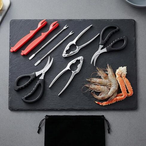 مجموعة أدوات المأكولات البحرية مكونة من 8 قطع، ومفرقعات وأدوات سرطان البحر، وأداة تكسير أرجل السلطعون، و2 مفرقعات أرجل السلطعون، و2 شوكة سرطان البحر من الفولاذ المقاوم للصدأ، و2 مقشرة جراد البحر، ومقصين للسلطعون، و1 حقيبة تخزين in Kuwait