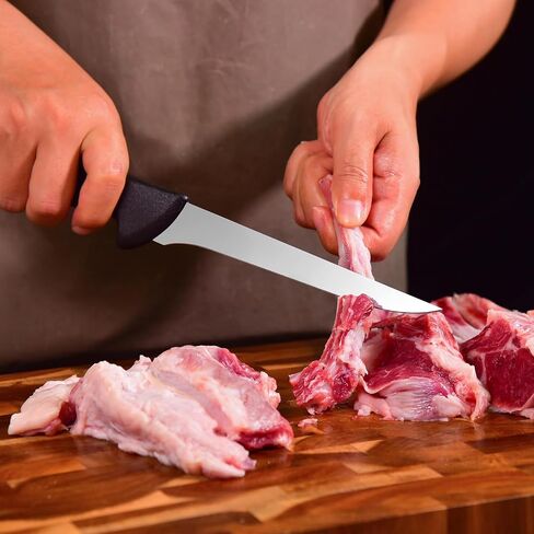 سكين تقطيع رونداونو، سكين إزالة العظام، شفرة حلاقة حادة شبه صلبة مقاس 6 بوصة لتقطيع اللحوم، شفرات من الفولاذ المقاوم للصدأ عالي الكربون مع مقبض مريح مانع للانزلاق in Kuwait