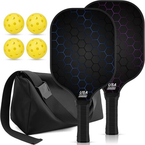 T300 Carbon Fiber Pickleball Paddles Set of 2 Lightweight Pickle Ball Rackets Indoor Outdoor Games Equipment Sports Accessories Gifts in Saudi Arabia