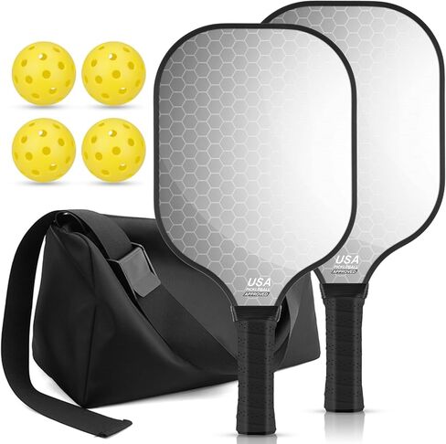 T300 Carbon Fiber Pickleball Paddles Set of 2 Lightweight Pickle Ball Rackets Indoor Outdoor Games Equipment Sports Accessories Gifts in Saudi Arabia