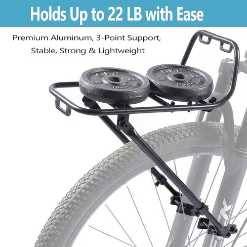 الرف الأمامي للدراجة - رف شحن أمامي للدراجة مع دعامات دعم وأشرطة قابلة للتعديل - رف بيتزا من الألومنيوم الأمامي، ثابت ولا يسبب خشخشة، مناسب عالميًا للدراجات الجبلية والحصى والتجول in Kuwait