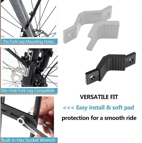 الرف الأمامي للدراجة - رف شحن أمامي للدراجة مع دعامات دعم وأشرطة قابلة للتعديل - رف بيتزا من الألومنيوم الأمامي، ثابت ولا يسبب خشخشة، مناسب عالميًا للدراجات الجبلية والحصى والتجول in Kuwait
