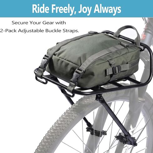 الرف الأمامي للدراجة - رف شحن أمامي للدراجة مع دعامات دعم وأشرطة قابلة للتعديل - رف بيتزا من الألومنيوم الأمامي، ثابت ولا يسبب خشخشة، مناسب عالميًا للدراجات الجبلية والحصى والتجول in Kuwait