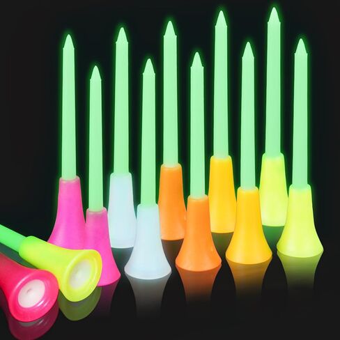 KOFULL Glow-in-The-Dark Golf Tees | 24pcs 3-1/4" Rubber Cushion Top Plastic Golf Tees | Cool Golf Accessories and Golf Gifts for Men in Kuwait