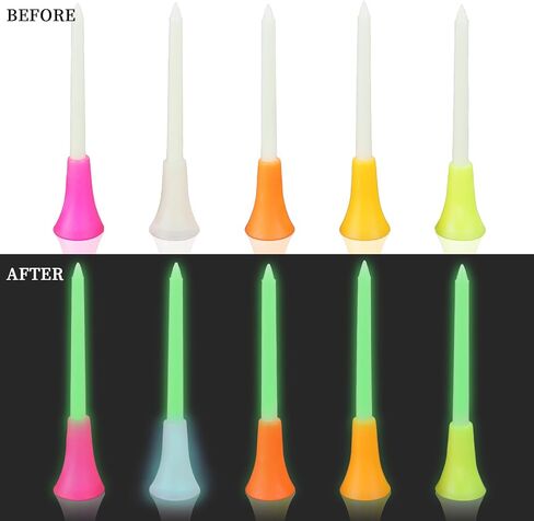 KOFULL Glow-in-The-Dark Golf Tees | 24pcs 3-1/4" Rubber Cushion Top Plastic Golf Tees | Cool Golf Accessories and Golf Gifts for Men in Kuwait