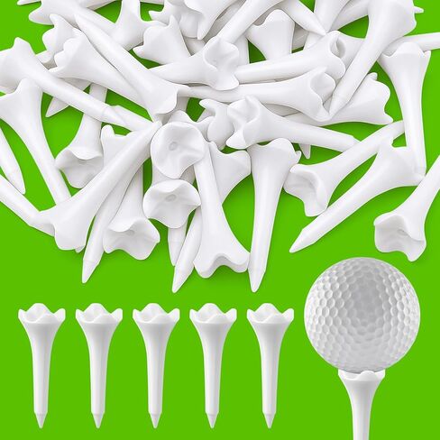 50 قطعة من تي شيرتات الجولف البلاستيكية - تي شيرتات جولف قصيرة مقاس 1-1/2 بوصة - متانة وثبات معززة - تصميم منخفض الاحتكاك للحديد والثلاثيات والهجينة ونطاق القيادة in Kuwait