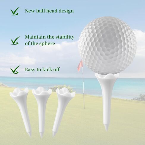 50 قطعة من تي شيرتات الجولف البلاستيكية - تي شيرتات جولف قصيرة مقاس 1-1/2 بوصة - متانة وثبات معززة - تصميم منخفض الاحتكاك للحديد والثلاثيات والهجينة ونطاق القيادة in Kuwait