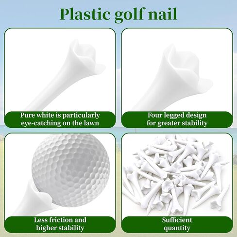 50 قطعة من تي شيرتات الجولف البلاستيكية - تي شيرتات جولف قصيرة مقاس 1-1/2 بوصة - متانة وثبات معززة - تصميم منخفض الاحتكاك للحديد والثلاثيات والهجينة ونطاق القيادة in Kuwait