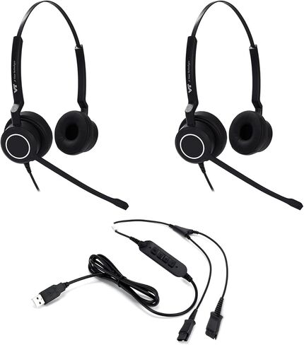 VT 2 x PLT-QD Pro Headsets with Noise Cancelling Mic + 1 x USB Y Training Cable - Bundle for Supervising, Monitoring & Team Training (PC/Mac) in Kuwait