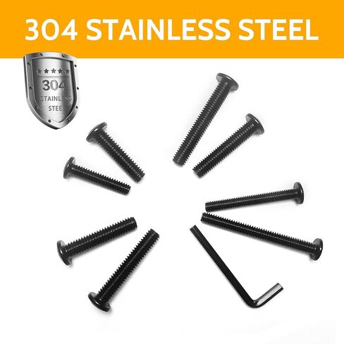 مسمار 1/4-20، 1/4-20 × 2-1/2" براغي ذات غطاء سداسي برأس مسطح، مسامير أثاث من الفولاذ المقاوم للصدأ 304 من أكسيد الأسود 18-8، خيط آلي ملولب بالكامل، لمسة نهائية لامعة مع مفتاح ربط سداسي (10 قطع) in Kuwait