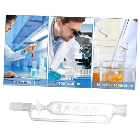Cylindrical Separatory Funnel with PTFE Stopcock Laboratory Distillation Device for Liquid Separation Design for Scientific Experiments and Education in Saudi Arabia