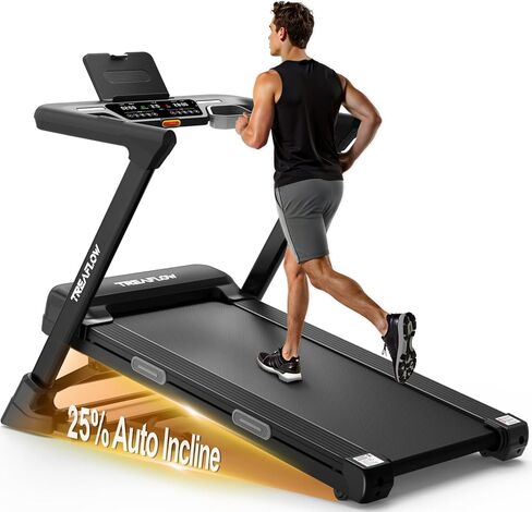 TREAFLOW Treadmill with 0-25% Auto Incline, 3.5 HP Folding for Home Running, 10.0 MPH Max Speed, 300 lbs Weight Capacity, Bluetooth Speaker. in Saudi Arabia