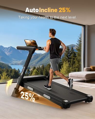 TREAFLOW Treadmill with 0-25% Auto Incline, 3.5 HP Folding for Home Running, 10.0 MPH Max Speed, 300 lbs Weight Capacity, Bluetooth Speaker. in Saudi Arabia