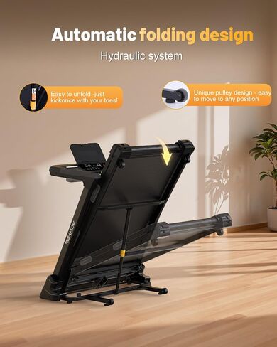 TREAFLOW Treadmill with 0-25% Auto Incline, 3.5 HP Folding for Home Running, 10.0 MPH Max Speed, 300 lbs Weight Capacity, Bluetooth Speaker. in Saudi Arabia
