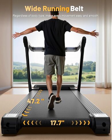 TREAFLOW Treadmill with 0-25% Auto Incline, 3.5 HP Folding for Home Running, 10.0 MPH Max Speed, 300 lbs Weight Capacity, Bluetooth Speaker. in Saudi Arabia