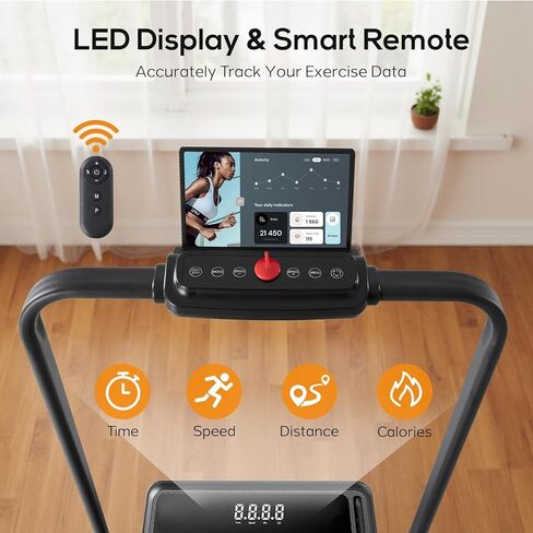 وسادة المشي تحت المكتب مع شريط مقبض قابل للطي، أجهزة المشي الكهربائية المدمجة المحمولة مع جهاز تحكم عن بعد للمكتب المنزلي، آلة لياقة بدنية هادئة، أسود حبري in Kuwait