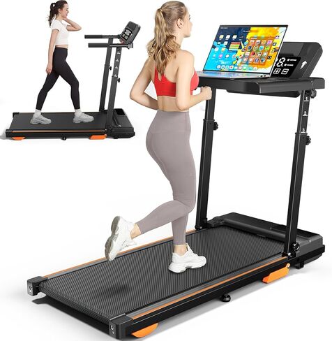 Walking Pad Treadmill with Desk Workstation & Incline & Handle Bar, Portable Under Desk Treadmill for Home Small Spaces Office, 300 lb Capacity, 2.5HP in Saudi Arabia