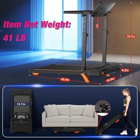 Walking Pad Treadmill with Desk Workstation & Incline & Handle Bar, Portable Under Desk Treadmill for Home Small Spaces Office, 300 lb Capacity, 2.5HP in Saudi Arabia