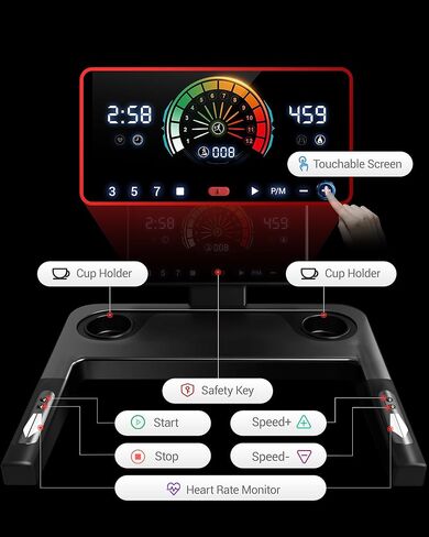 UMAY 20% Incline Treadmill for Home, 400 lb Capacity - Folding Treadmills wtih 3.5HP, 42.5" Wide Running Area & Shock Absorption for Running/Walking in Kuwait