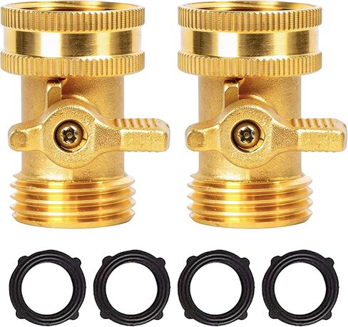 LIULO TOOL Brass Garden Hose Shut-Off Valve, 2 Pack 3/4 Inch Heavy Duty Solid Brass Garden Hose Shut Off Valve with 4 Extra Rubber Washers in Kuwait