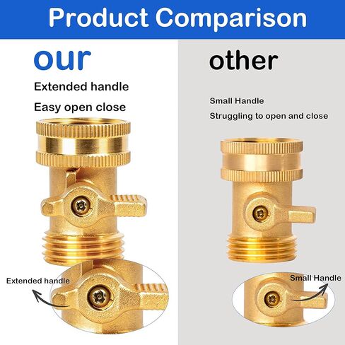 LIULO TOOL Brass Garden Hose Shut-Off Valve, 2 Pack 3/4 Inch Heavy Duty Solid Brass Garden Hose Shut Off Valve with 4 Extra Rubber Washers in Kuwait