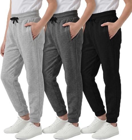 بنطال رياضي للأولاد من الصوف مكون من 3 قطع من سراويل رياضية للتمرين في صالة الألعاب الرياضية للأولاد والأطفال من القطن مع جيوب in Kuwait