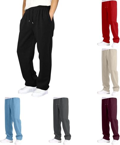 Boys' Baggy Sweatpants Straight Leg Open Bottom Casual Pants Elastic Waist Joggers Sweat Pants with Pockets in Saudi Arabia