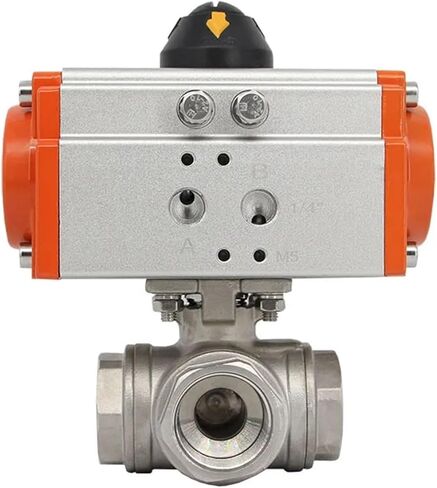 1PCS DN25 304 stainless steel pneumatic ball valve three-way T/L AT pneumatic actuator internal thread ball valve in Saudi Arabia