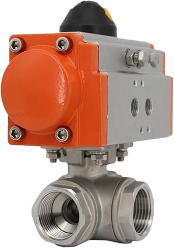 1PCS DN25 304 stainless steel pneumatic ball valve three-way T/L AT pneumatic actuator internal thread ball valve in Saudi Arabia