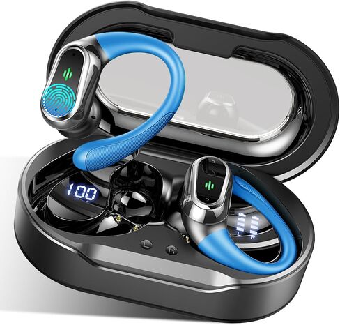 Wireless Earbuds, 2025 Bluetooth 5.4 Headphones Sport, 50Hrs HiFi Stereo Deep Bass Over-Ear buds with ENC Noise Cancelling Mic, IP7 Waterproof & LED Display Earphones with Earhooks for Workout/Running in Kuwait