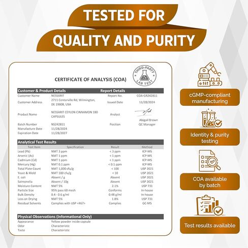 قرفة سيلان، خل التفاح، البربارين، الكركم والزنجبيل - دعم التمثيل الغذائي والهضم - 180 كبسولة in Kuwait