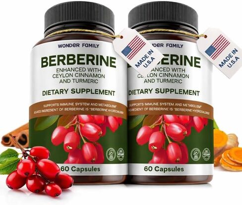 WONDER FAMILY Berberine 500 mg GLP-1 Weight Loss Supplement – Berberine HCl with Ceylon Cinnamon, Probiotics, Vitamin D3 & K2 – Glucose Metabolism & Appetite Support – 1 Pack - 60 Capsules in Saudi Arabia