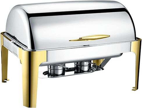 Catering Foods Heaters - Buffet Set with Rectangular Roll Top Hot Pots and Water Pans for Banquets and Events,Gold Steel Cover 9L in Saudi Arabia