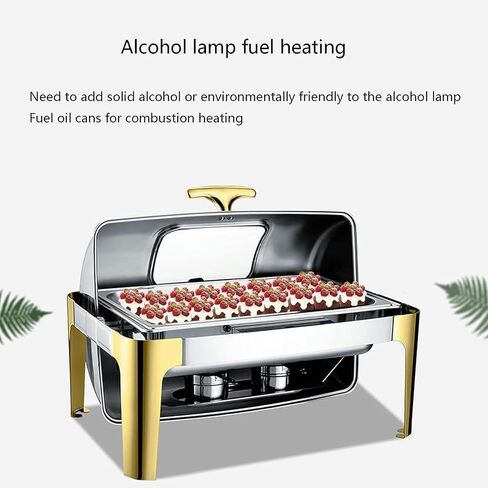Catering Foods Heaters - Buffet Set with Rectangular Roll Top Hot Pots and Water Pans for Banquets and Events,Gold Steel Cover 9L in Saudi Arabia