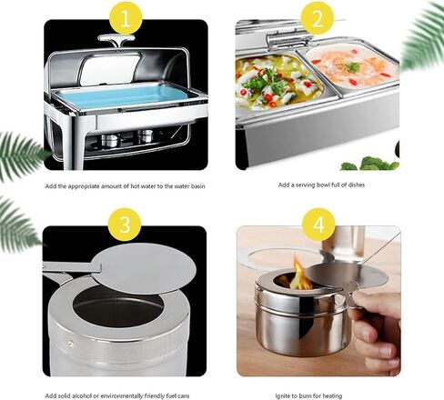 Catering Foods Heaters - Buffet Set with Rectangular Roll Top Hot Pots and Water Pans for Banquets and Events,Gold Steel Cover 9L in Saudi Arabia