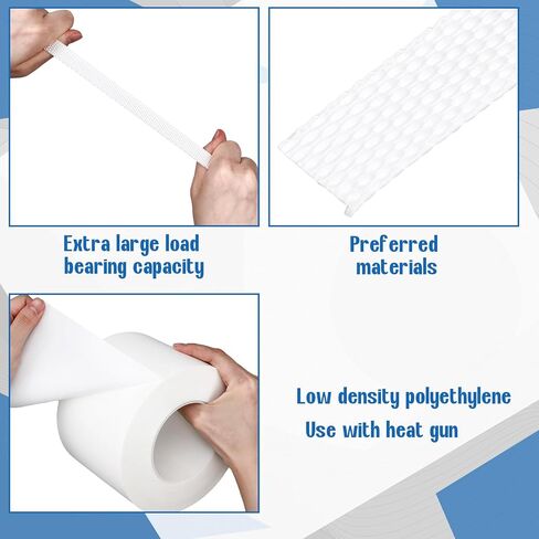Pangda 2 Pcs Shrink Wrap Strapping Kit 4" x 60 Yard White Shrink Wrap Tape 1/2" x 500' Cross Woven Poly Strapping Cord Insulation Strength for Boat and Any Outdoor Equipment Installation in Saudi Arabia