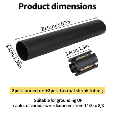 2 Sets Underground Wire Splice Kit, Underground Wire Connectors & Thermal Shrink Tubing UF Cable Splice Kit Suitable for 14/3 to 8/3 in Saudi Arabia