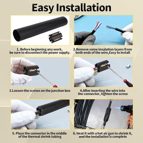 2 Sets Underground Wire Splice Kit, Underground Wire Connectors & Thermal Shrink Tubing UF Cable Splice Kit Suitable for 14/3 to 8/3 in Saudi Arabia